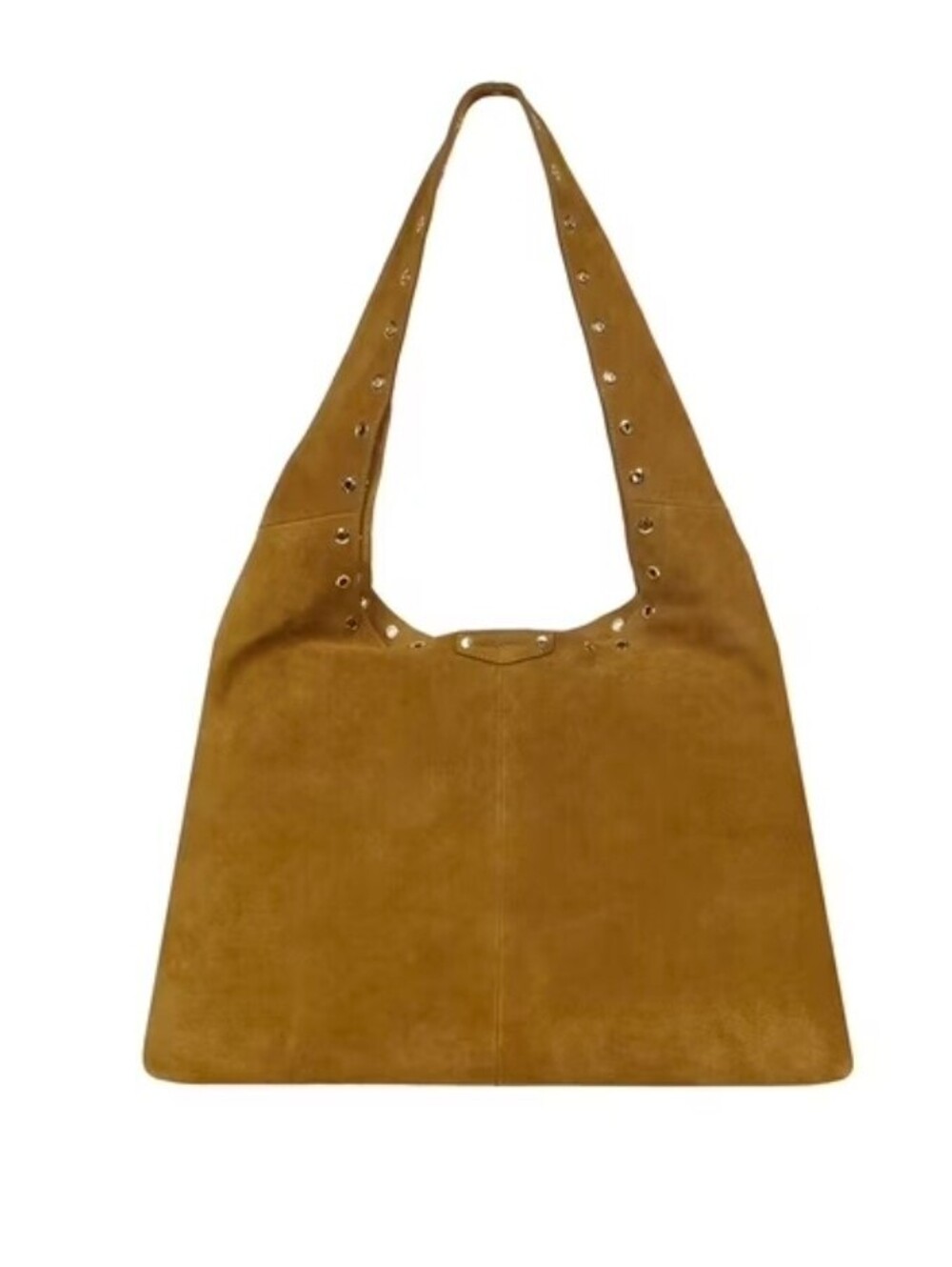 Rebecca Minkoff Suede Shoulder Bag in Tan with Gold Eyelet Details